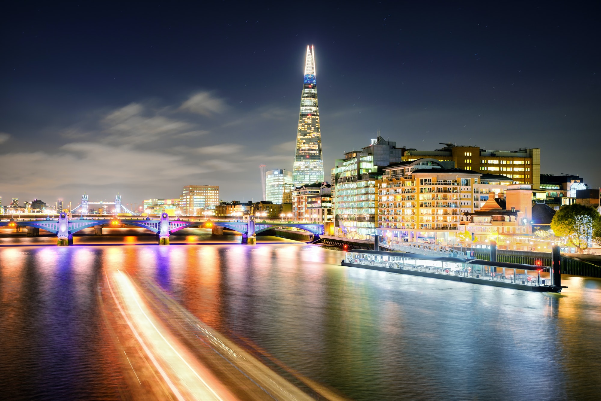 London at night at Thames river, United Kingdom